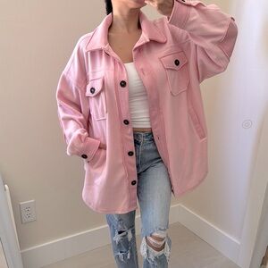 Oversized Pink Fleece Jacket